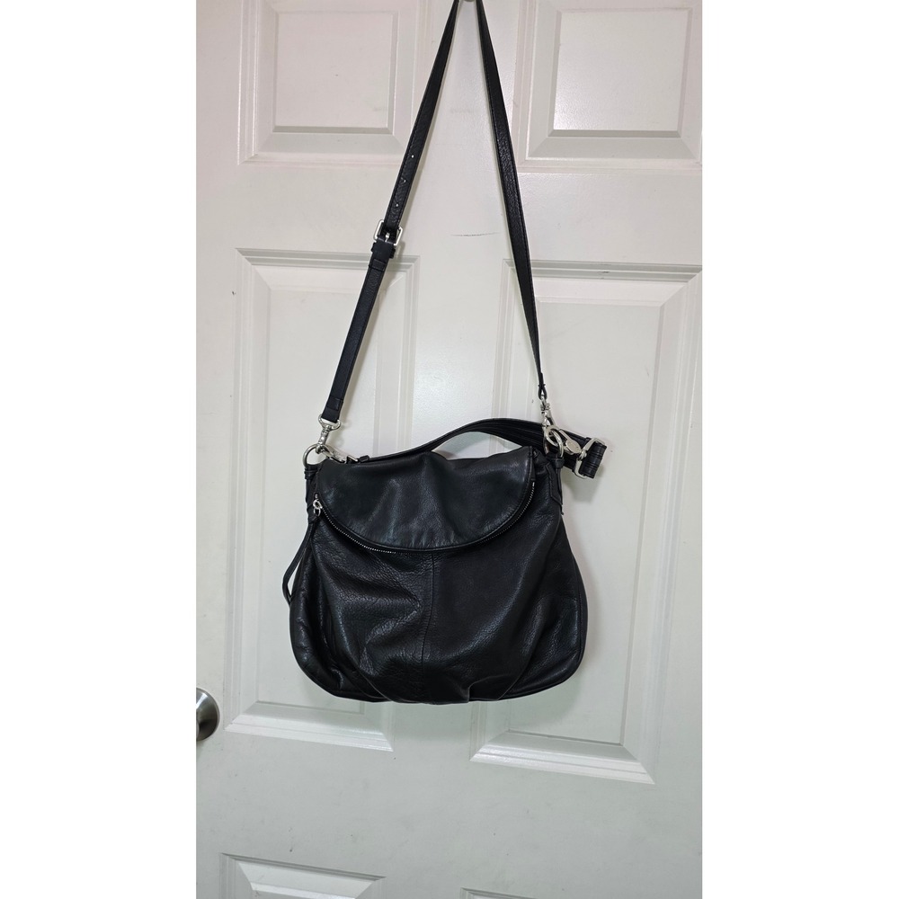 Margot Crossbody Bag Womens Medium Black Pebbled Leather Hobo Shoulder Handbag